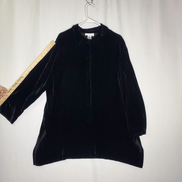 Rena Rowan Velvet Pants Button Tunic Set Women 2X/3X Black Pull-On Quiet Luxury - Picture 12 of 16